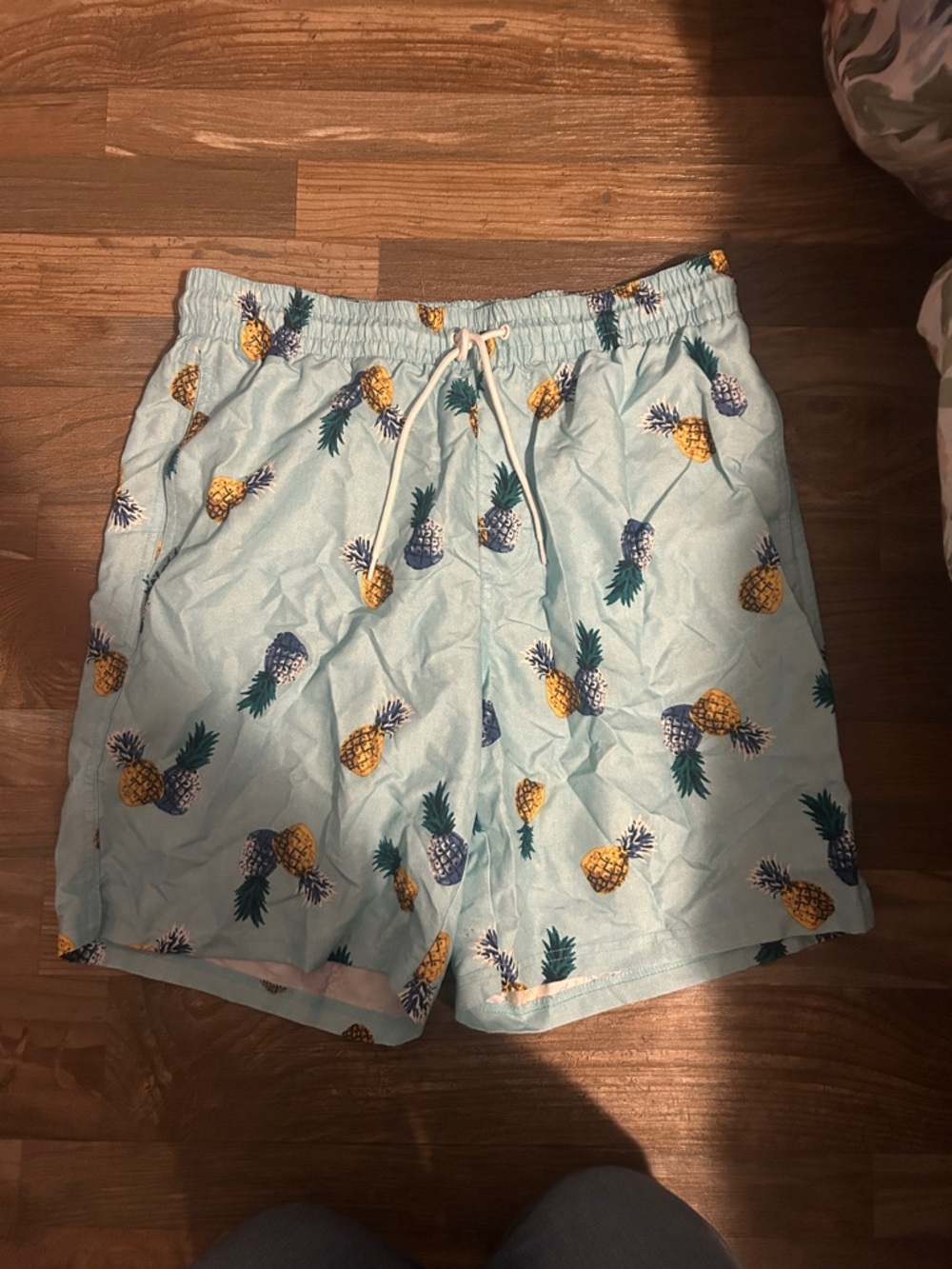 Old Navy Light Blue Pineapple-Print Swim Trunks